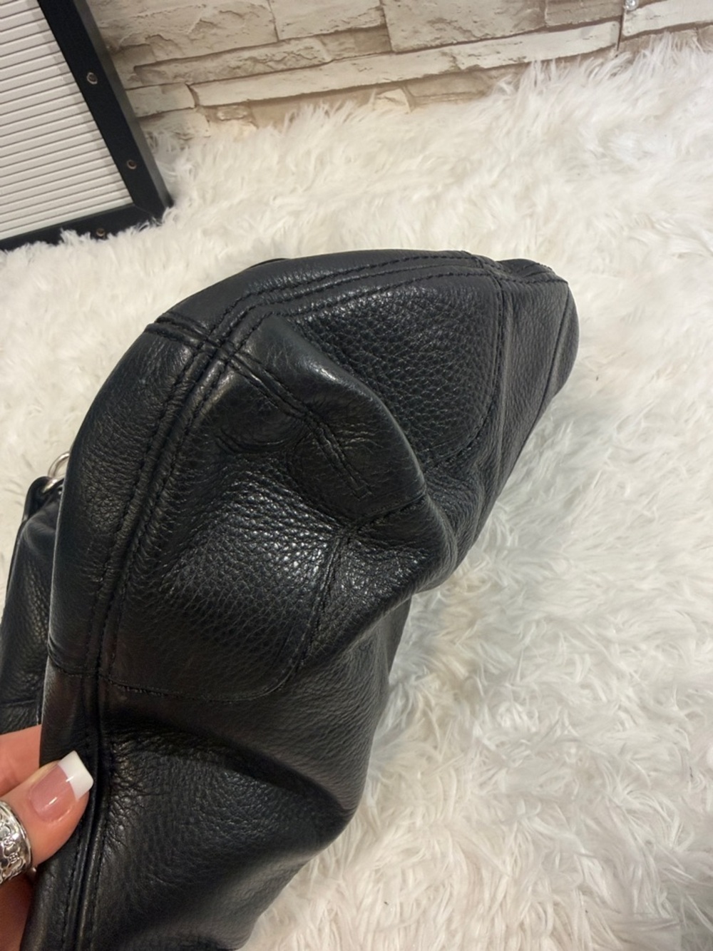 COACH Poppy Avery Pebbled Black Leather Boho Shoulder Bag - Picture 15 of 16